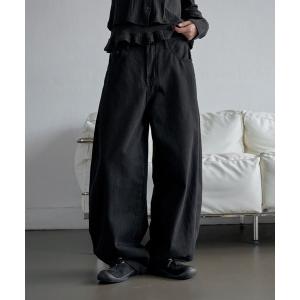 チノパン 「2025FW新作アイテム」「裾のボタンでシルエット調節可能」サイドバルーンシルエットカラーチノパンツ レディース