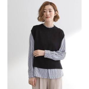 ニットベスト×シャツセット レディース