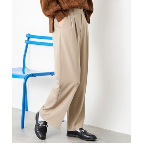 パンツ Idnes ストレッチストレートタックパンツ レディース