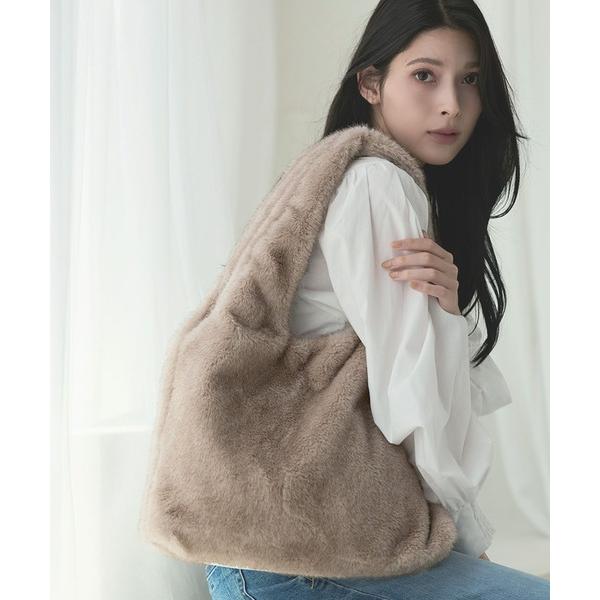 ハンドバッグ 大人かわいいエコファーバッグ大きめサイズ