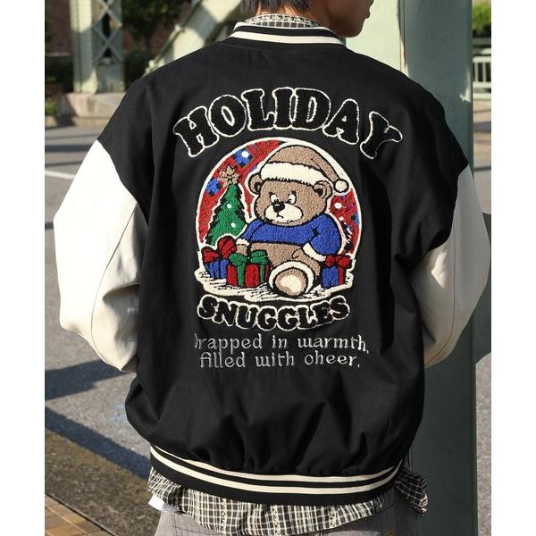 スタジャン HOOK -original-　アメカジサガラ刺繍スタジャンジャケット メンズ レディー...