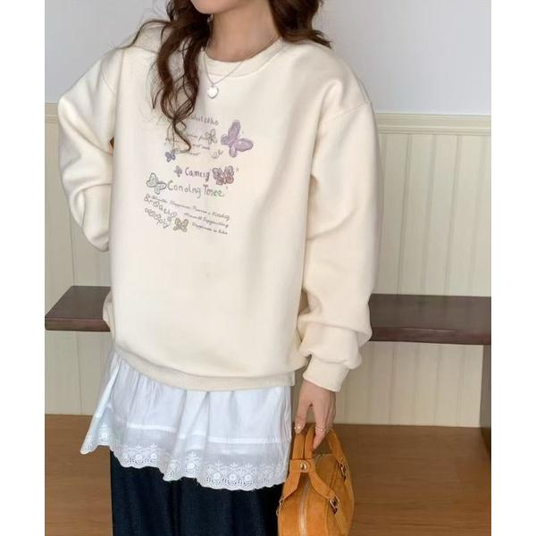 トレーナー スウェット 「WEB限定」バタフライプリントスウェットトップス「ガーリー カジュアル 着...