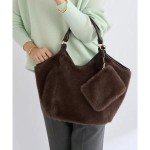 トートバッグ 「コーデの主役に」ポーチ付きフェイクファートート レディース