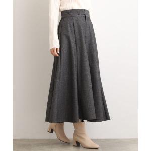 スカート へリンボンツイードフレアマキシスカート