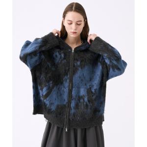 パーカー Gradient Shaggy Zip Knit Hoodie - グラデーションシャギージップニットパーカー メンズ レディース