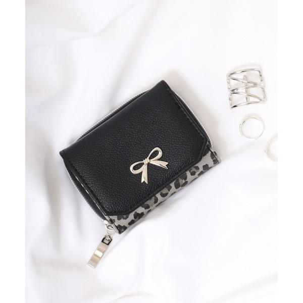 財布 Coboca+合皮ヒョウ柄リボンPミニ財布 レディース