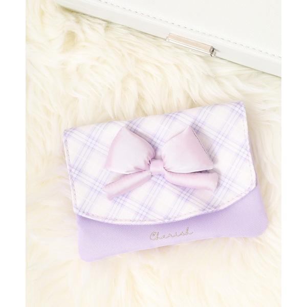 ポーチ Coboca+チェックぷっくりリボンマルチポケット キッズ 子供 女の子