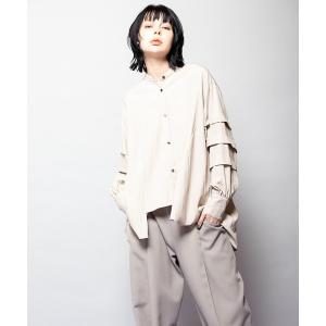 ブラウス シャツ タックスリーブブラウス レディース