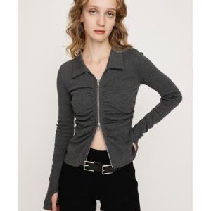 tシャツ FRONT GATHER ZIP TOPS フロント ギャザー ジップ トップス 秋服 冬服 レディース