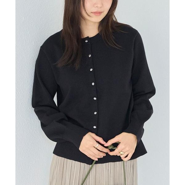 カーディガン 「洗える」ボタン配色ニットカーデ レディース