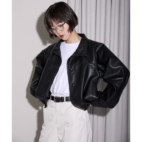 ブルゾン アウター 2WAYフェイクレザージャケット レディース