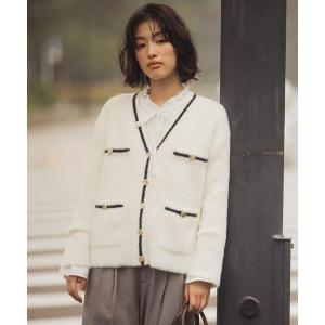 カーディガン 「石川梨華さん着用」軽やかフェザーで魅せる、クラシカルな主役カーディガン レディース
