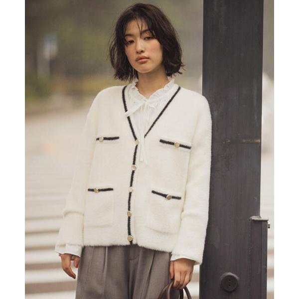 カーディガン 「石川梨華さん着用」軽やかフェザーで魅せる、クラシカルな主役カーディガン レディース