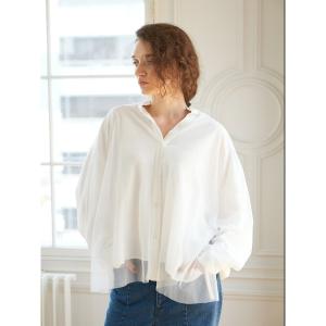 ブラウス シャツ チュールレイヤードシャツブラウス レディース