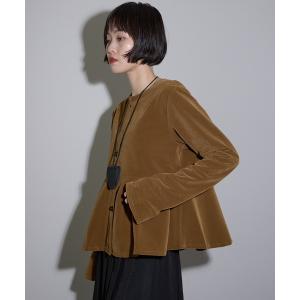 カーディガン ベロアペプラムカーディガン レディース