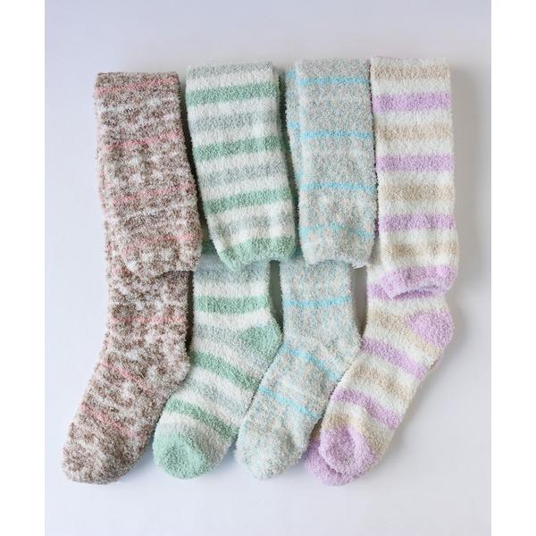 靴下 「４足セット」もこもこ ふわふわ ニーハイ ソックス ルームソックス パステルカラー レディー...