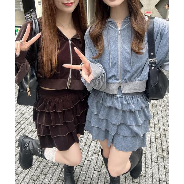 パーカー 「WEB限定」サイドラインジップベロアパーカー(セットアップ対応) レディース