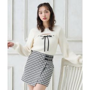 ニット セーター フェザーリブデコルテオープンリボンニット レディース