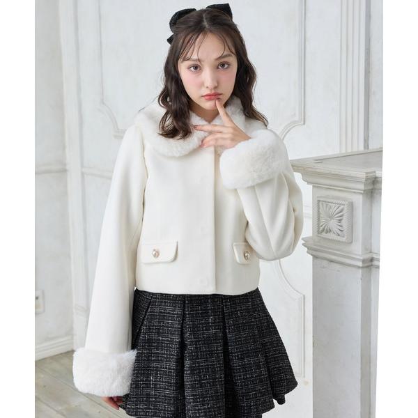 コート アウター 4Wayビジューボタンショートコート レディース