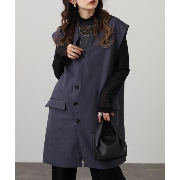 ベスト ジレ je crois soi ノーカラー　ロングベスト レディース