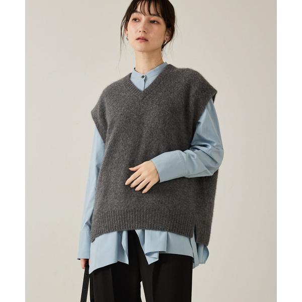 ベスト ジレ フォックスウールジレ/秋服/冬服/ニット/ベスト/ニットビスチェ/バーガンディ レディ...