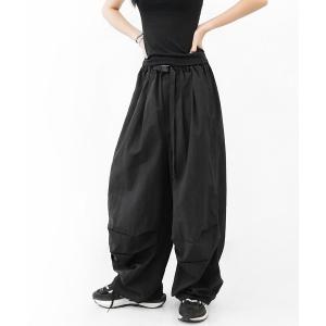 パンツ ベルトストラップナイロンワイドパンツ メンズ レディース