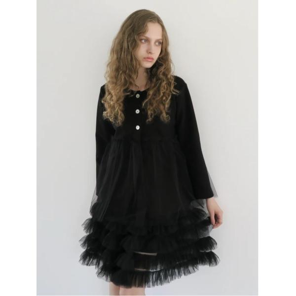 カーディガン tulle docking cardigan レディース