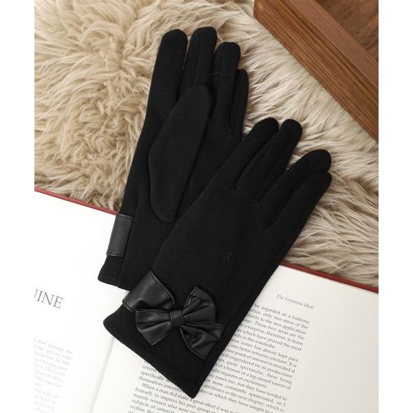 手袋 サイドリボン手袋 レディース