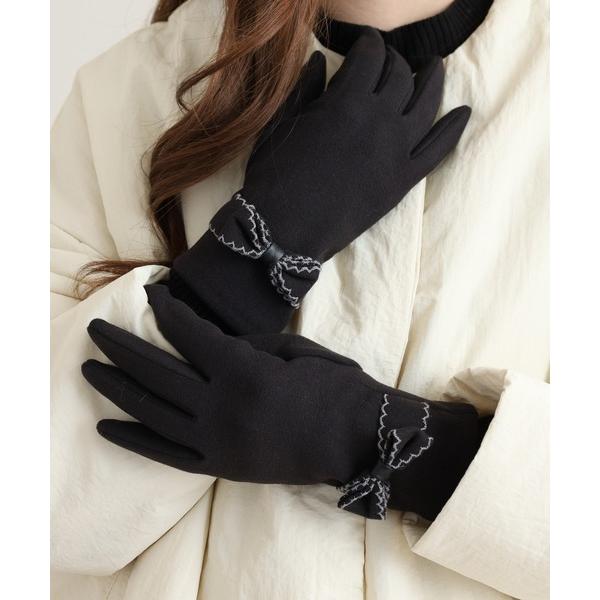 手袋 リボンパイピング手袋 レディース
