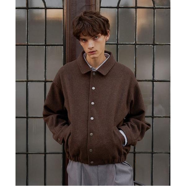 ブルゾン アウター simple melton button jacket/シンプルメルトンボタンジ...