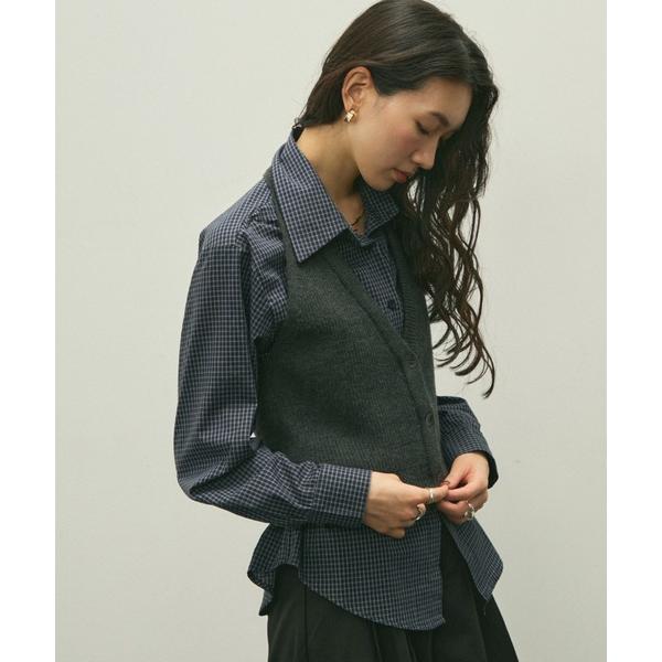 ブラウス シャツ Halter knit bustier set shirt / ホルターニットビス...