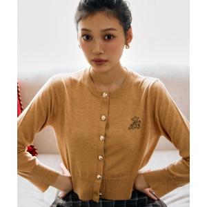 カーディガン 刺繍クルーネックカーディガン レディース