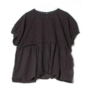 「studio CLIP」 刺繍半袖ブラウス FREE ブラック レディース