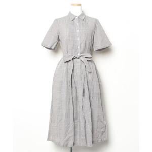 「OLD ENGLAND」 チェック柄半袖ワンピース 34 ネイビー レディース