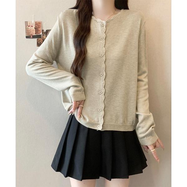 カーディガン ラウンドネックボタンカーディガン レディース