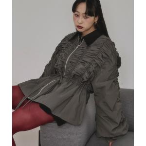 ブルゾン アウター peplum blouson シャーリングボリュームブルゾン レディース