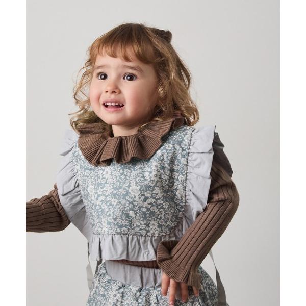 つけ襟 付け襟 キルティング＆花柄プリントリバーシブルフリル付け襟 キッズ 子供 女の子