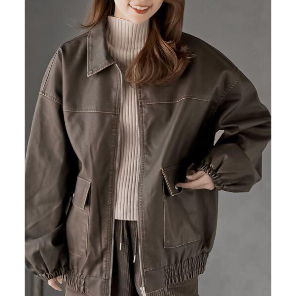 ブルゾン アウター フェイクレザーステンカラーブルゾン レディース