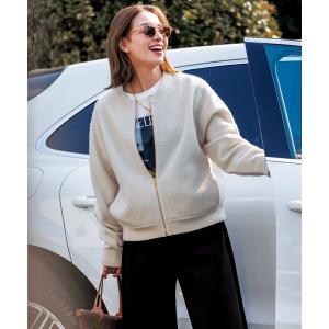 ブルゾン アウター ウールミルド ZIPニットブルゾン レディース