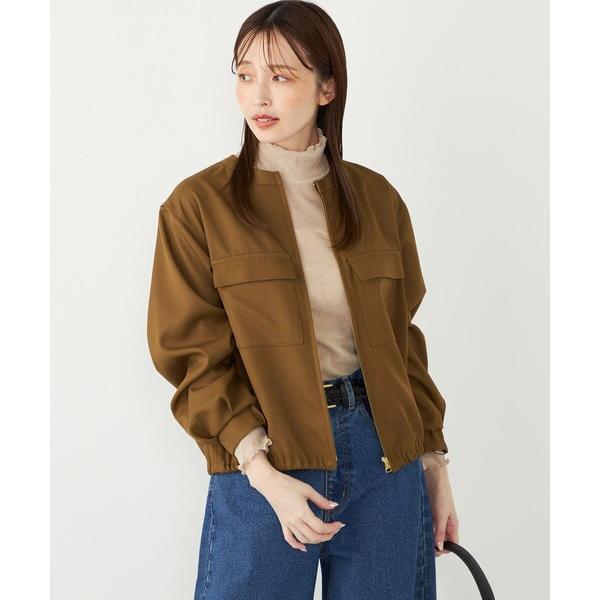 コート アウター SHIPS Colors:「手洗い可能」ツイル ノーカラー ジップブルゾン レディ...