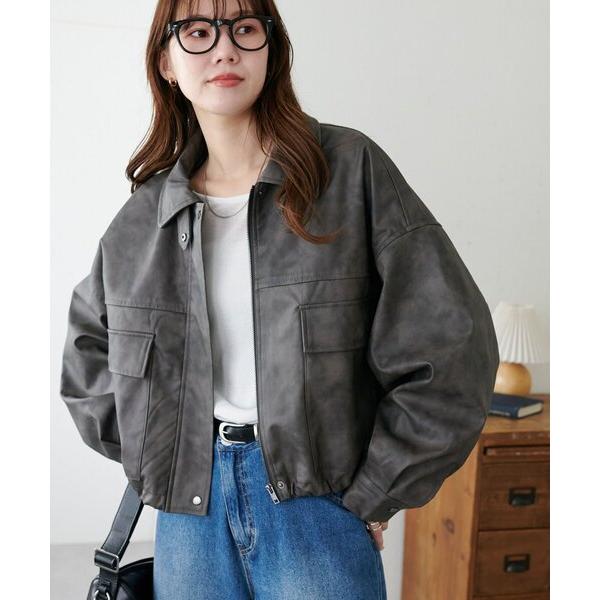 ブルゾン アウター 「WEB限定」フェイクレザーショートブルゾン レディース