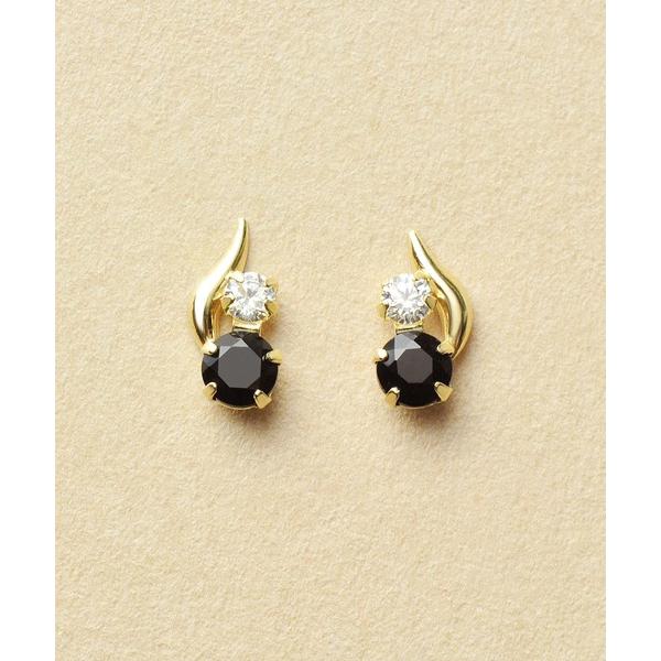 ピアス 「WEB限定商品」K10 オニキス シンプルピアス（YG） レディース