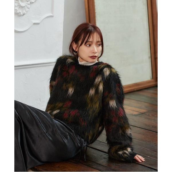 ニット セーター フラワージャガードシャギーニット 603614 レディース