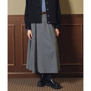 スカート 幾何学プリントAラインスカート「ウエストゴム・通年素材・ブラウスとセットアップ可能」