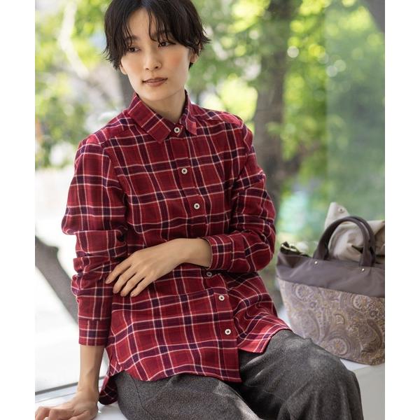 ブラウス シャツ バックギャザーチェックシャツ「オーガニックコットンブレンド・大きいサイズあり」 レ...