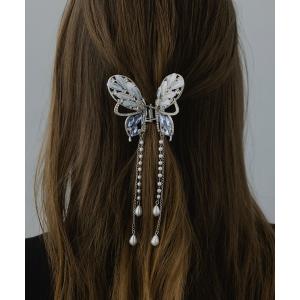 ヘアクリップ 「LA MUE」ビジュー バタフライ バンスクリップ