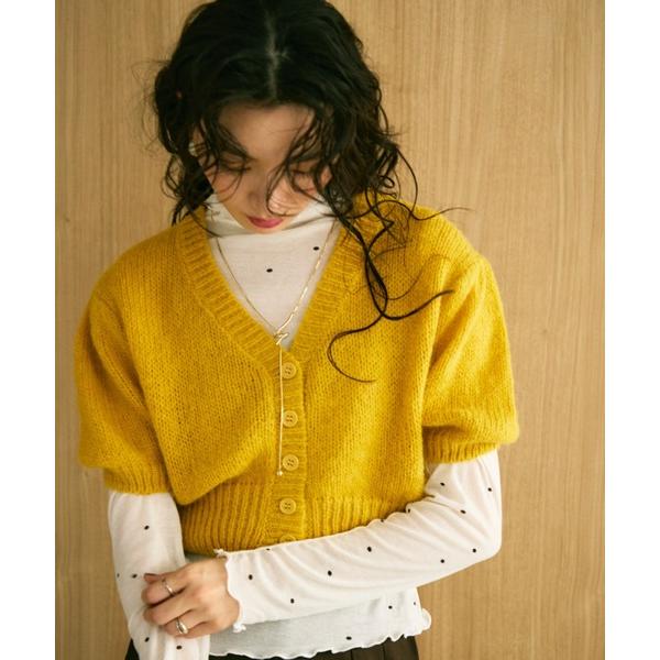 カーディガン 半袖 Puff sleeve half cardigan / パフスリーブハーフカーデ...