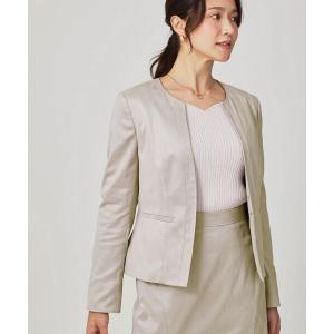 ジャケット ノーカラージャケット 「手洗い可／日本製」スェード調ノーカラージャケット レディース