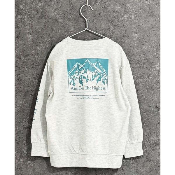 トレーナー  「ミニ裏毛　綿タッチ」マウンテンバックプリント　クルーネック　スウェット キッズ 子供...