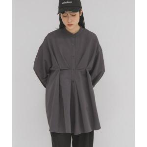 ブラウス シャツ ウエストタックロングシャツ レディース